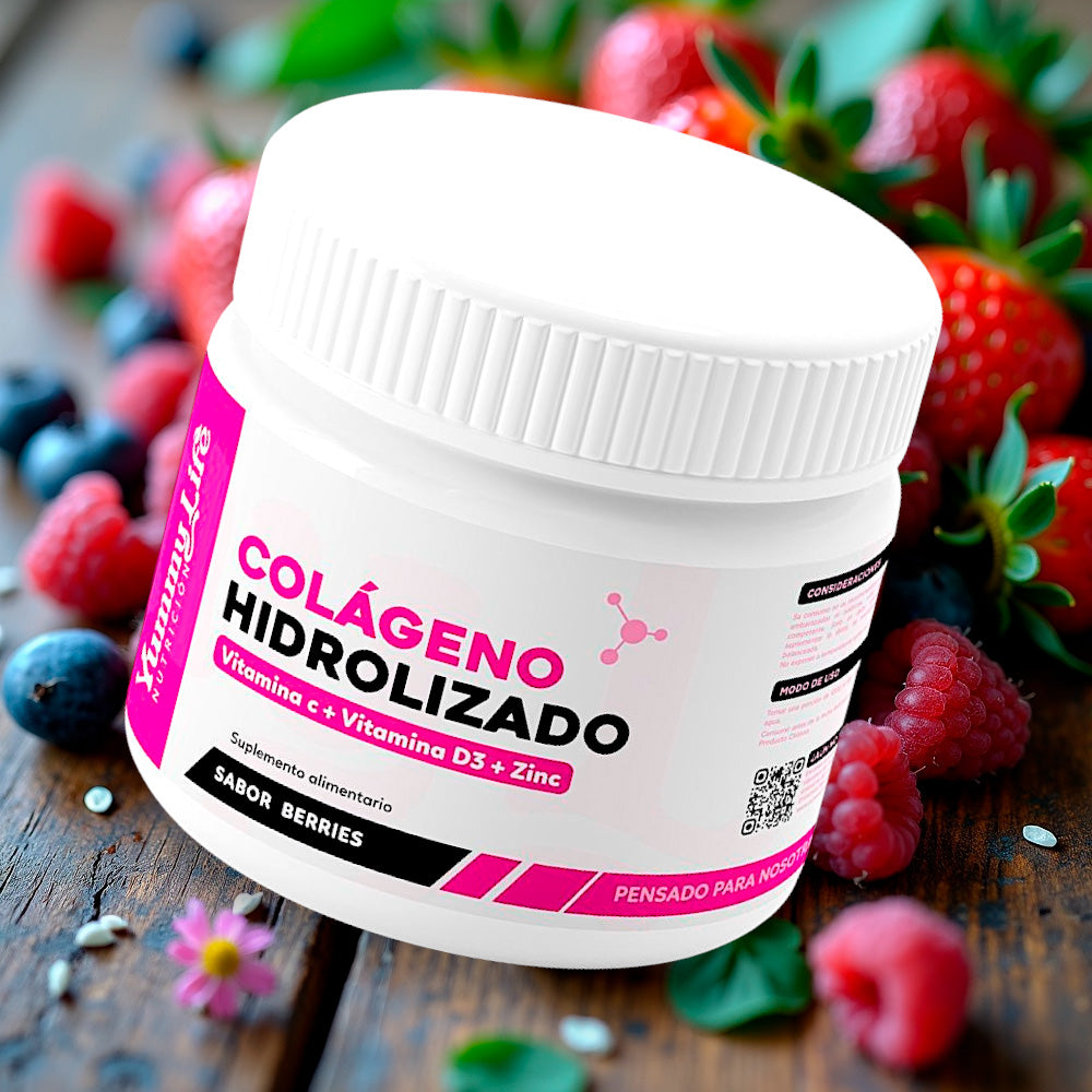 Colágeno Hidrolizado con Vitamina C + D y Zinc - Sabor Berries